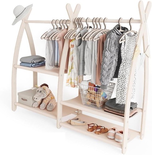 Kids wooden clothes rail - clothes, with